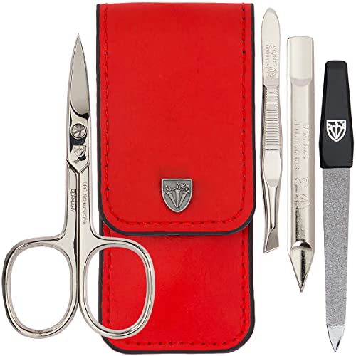 3 Swords Germany - brand quality 3 piece manicure pedicure grooming kit set for professional finger & toe nail care scissors tool genuine leather case in gift box, Made in Solingen Germany (02662)