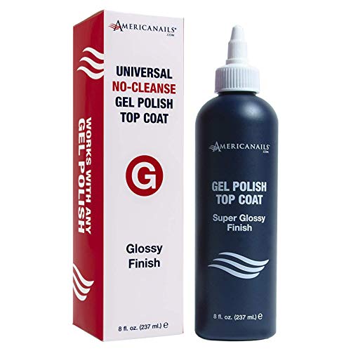 Americanails Gel Polish Top Coat - Original Dual Cure Formula, Long Lasting, Soak Off UV LED Fast Drying Nail Gel - Glossy Finish Refill (8 Ounce)