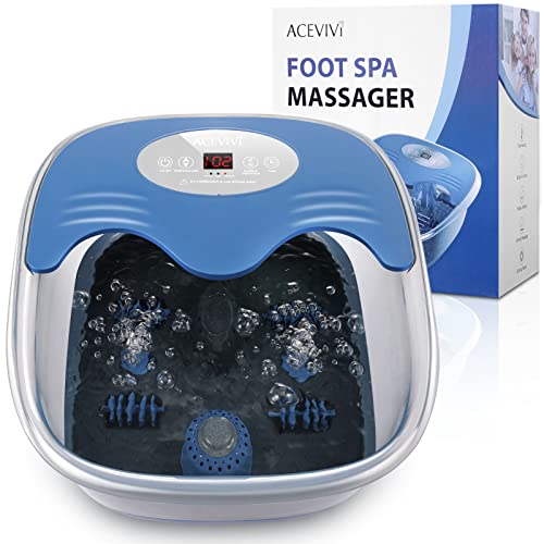 ACEVIVI Foot Spa with Heat and Massage and Jets, Foot Bath Massager with 4 Massage Rollers, Bubbles, Vibration, Pumice Stone, Pedicure Foot Soak Tub for Home Office Use Relieve Feet Stress