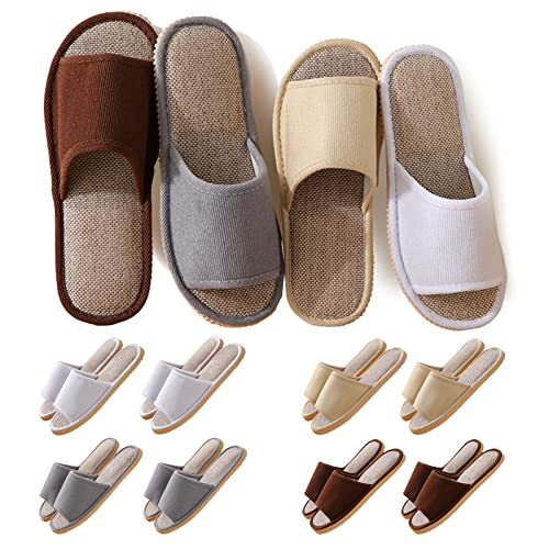 8 Pairs Disposable Slippers for Guests,House Slippers for Guests , Open Toe Indoor Slippers Comfortable Washable,Multi-Color Casual Spa Slippers for House,Hotel,Travel,Unisex Universal Size,