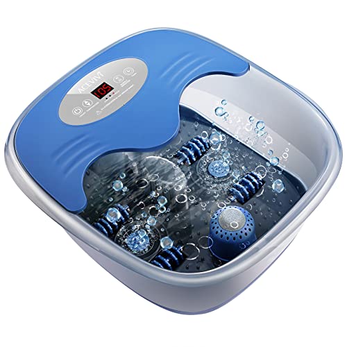 ACEVIVI Foot Spa with Heat and Massage, Pedicure Foot Spa Bath with 4 Massage Roller, Bubble, Vibration, Pumice for Relieving Sore Tired Feet (Purple)