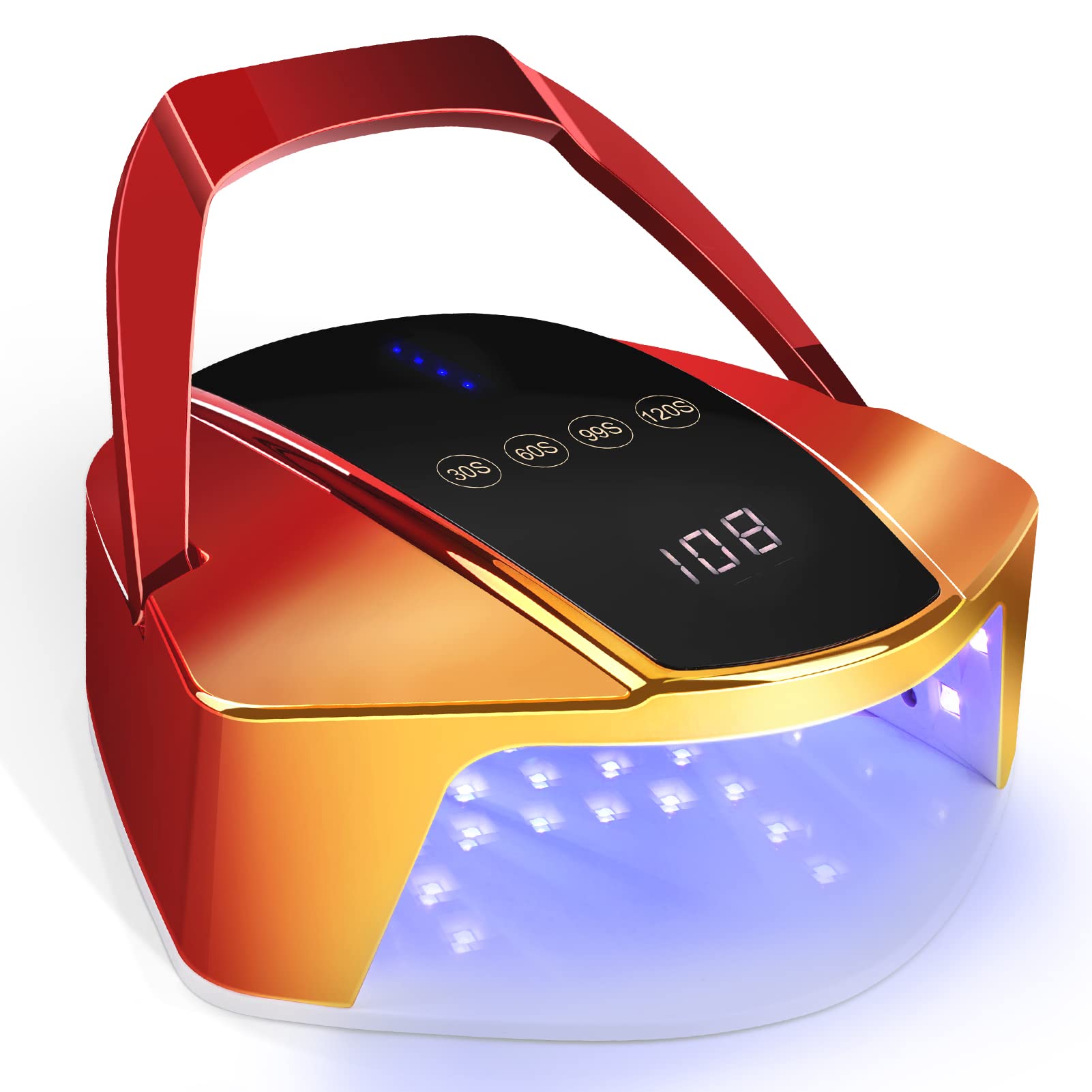 96w Rechargeable UV Light for Nails | Cordless LED Nail Lamp with Portable Handle | Professional Curing UV Lamp for Gel Nails | Auto Infrared Sensor and 4 Timers Nail Tools for Nail Polish(Colorful)