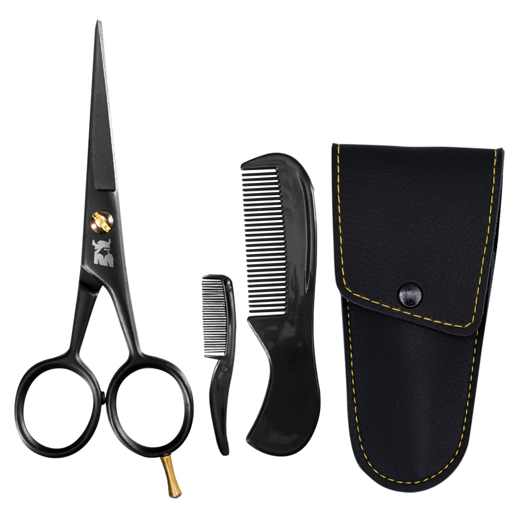 5" Professional German Beard and Mustache Scissors - Moustache Grooming Kit for Trimming Facial Hair with Beard Scissors, Beard Comb,Mustache Comb, and Carry Case by Striking Viking
