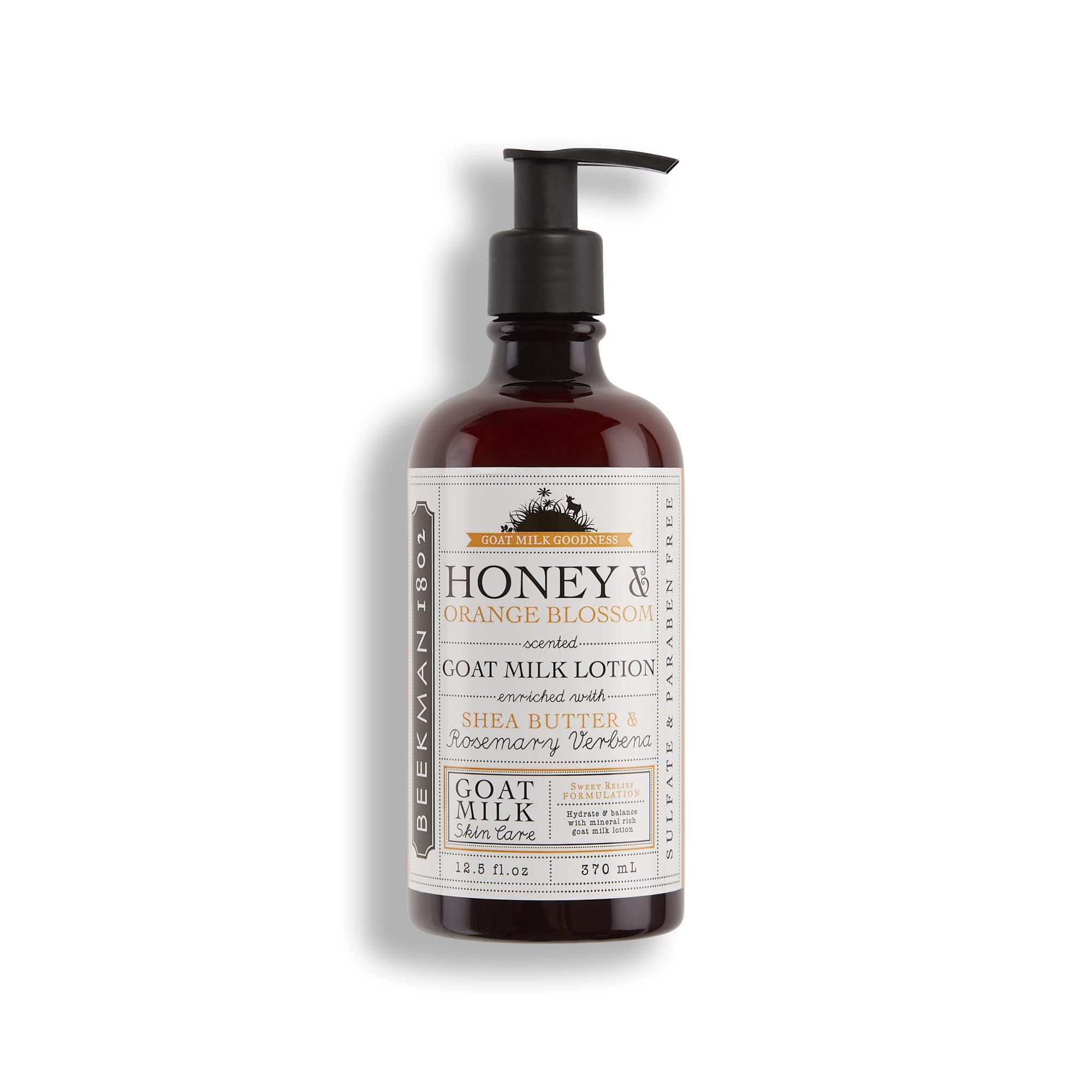 Beekman 1802 Goat Milk Body Lotion, Honey & Orange Blossom - Scented - 12.5 oz - Hydrating & Deeply Moisturizing - With Shea Butter & Jojoba Seed Oil - Good for Sensitive Skin - Cruelty Free