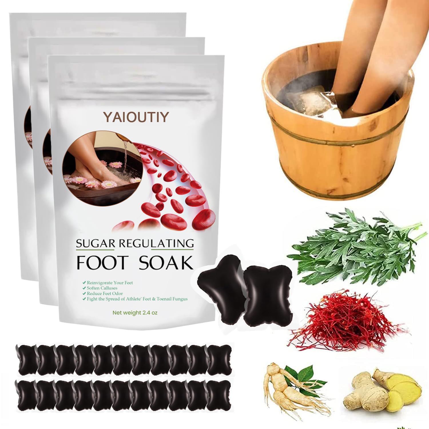 30PC Detoxingherbs Cleansing Foot Soak Beads,Herbal Detox&Shaping Cleansing Foot Soak Beads.
