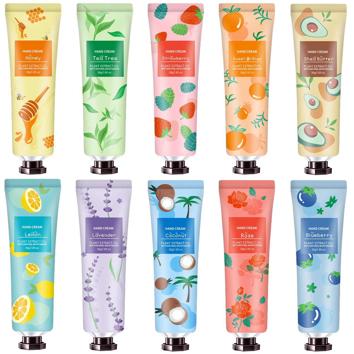 10 Pack Hand Cream for Dry Cracked Hands, Easter Basket Stuffers Teens,Christmas Gifts for Women Girls,Teacher Appreciation Gifts, Natural Plant Fragrance Mini Hand Lotion Moisturizing Hand Care Cream