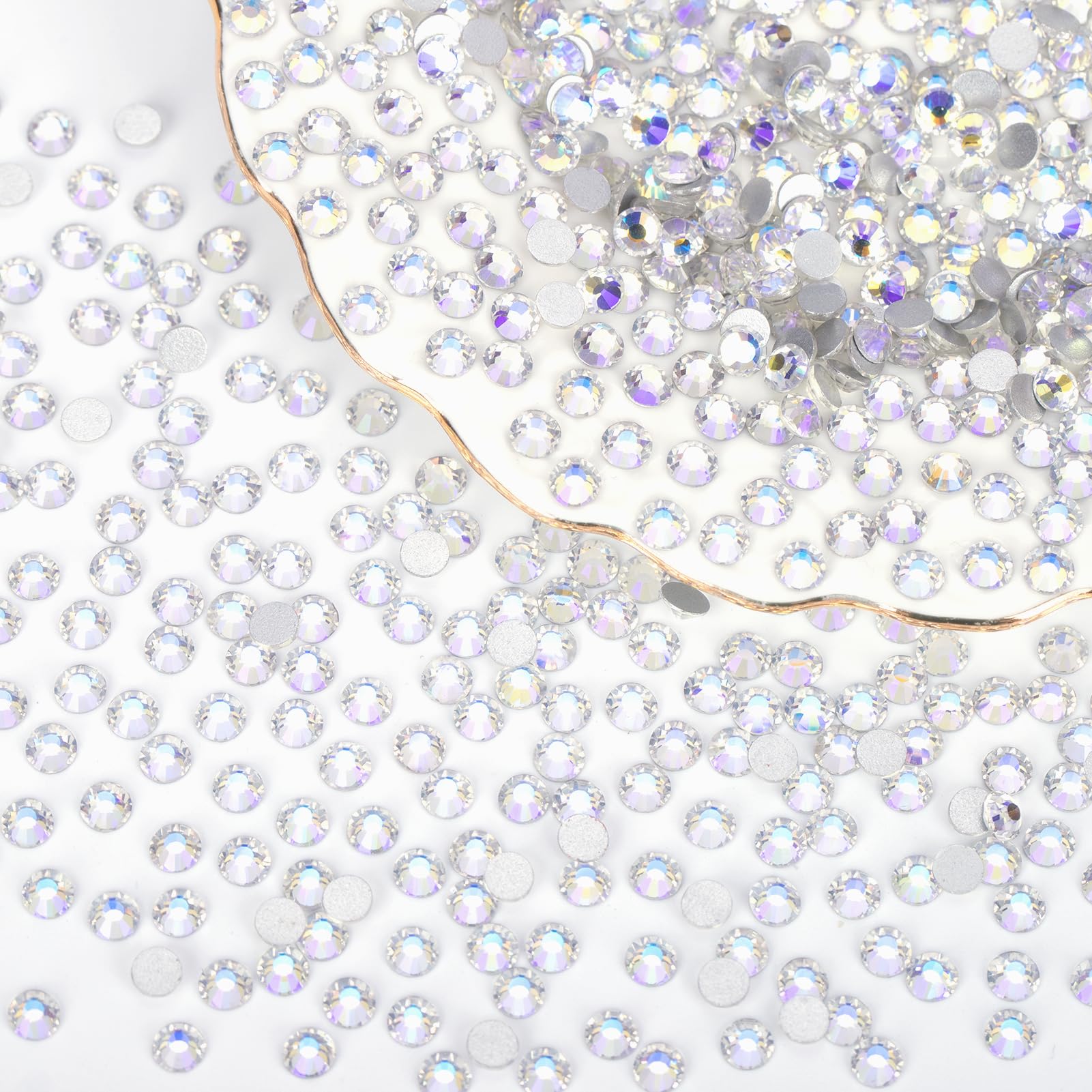 2000PCS Moonlight Rhinestones Bulk, Flat Back Crystal Glass Stone Round Gems,SS30, 6.4-6.6mm