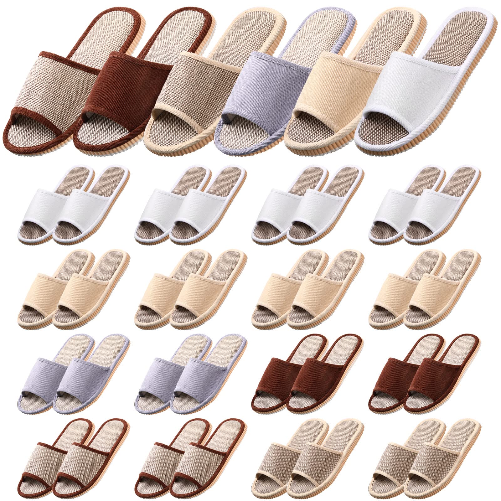 16 Pairs Open Toe Breathable Slippers Bulk Disposable Slippers for Guests Washable House Slipper for Women Men Non Slip Spa Slipper Comfortable Slipper Bulk for Guests Home Bedroom Hotel Travel Unisex