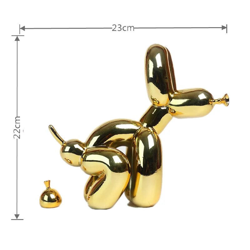 Balloon Dog Doggy Poo Statue Resin Animal Sculpture Home Decoration Resin Craft Office Decor Standing black gold Marshalls Store