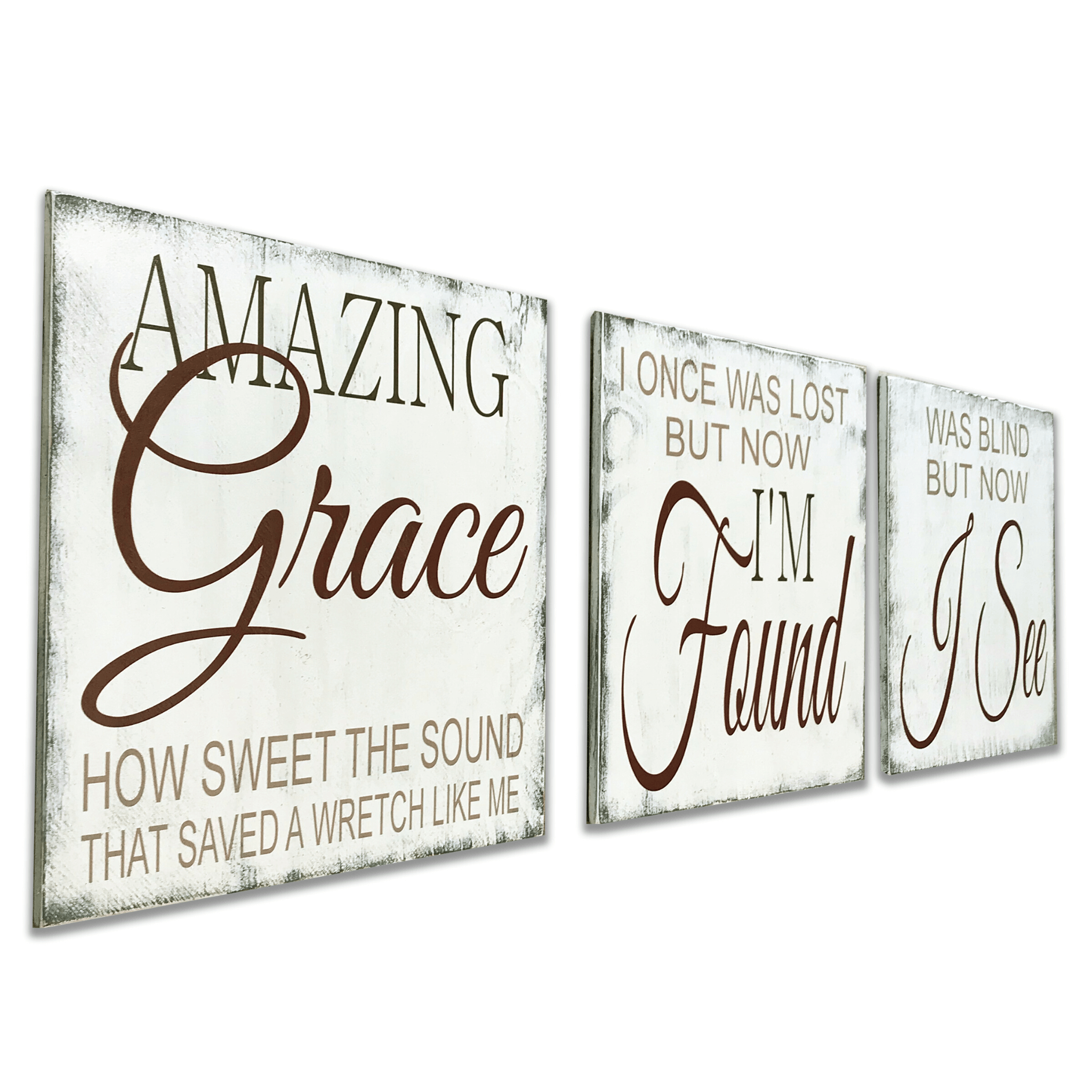 Amazing Grace 3 pc Wood Set Christian Wall Decor