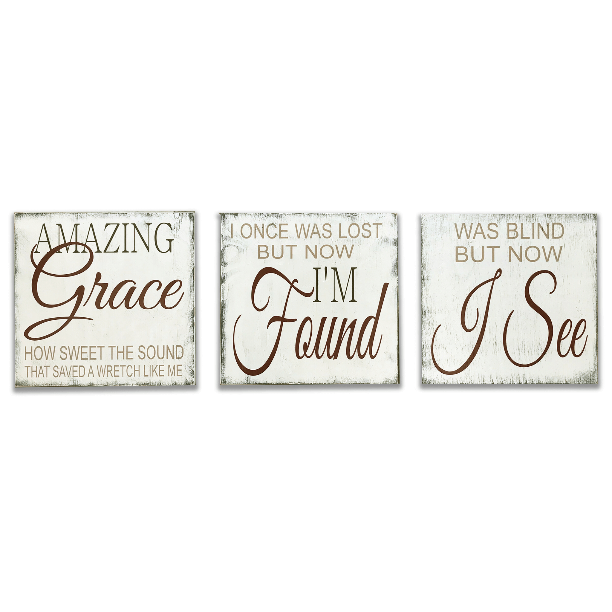 Amazing Grace 3 pc Wood Set Christian Wall Decor