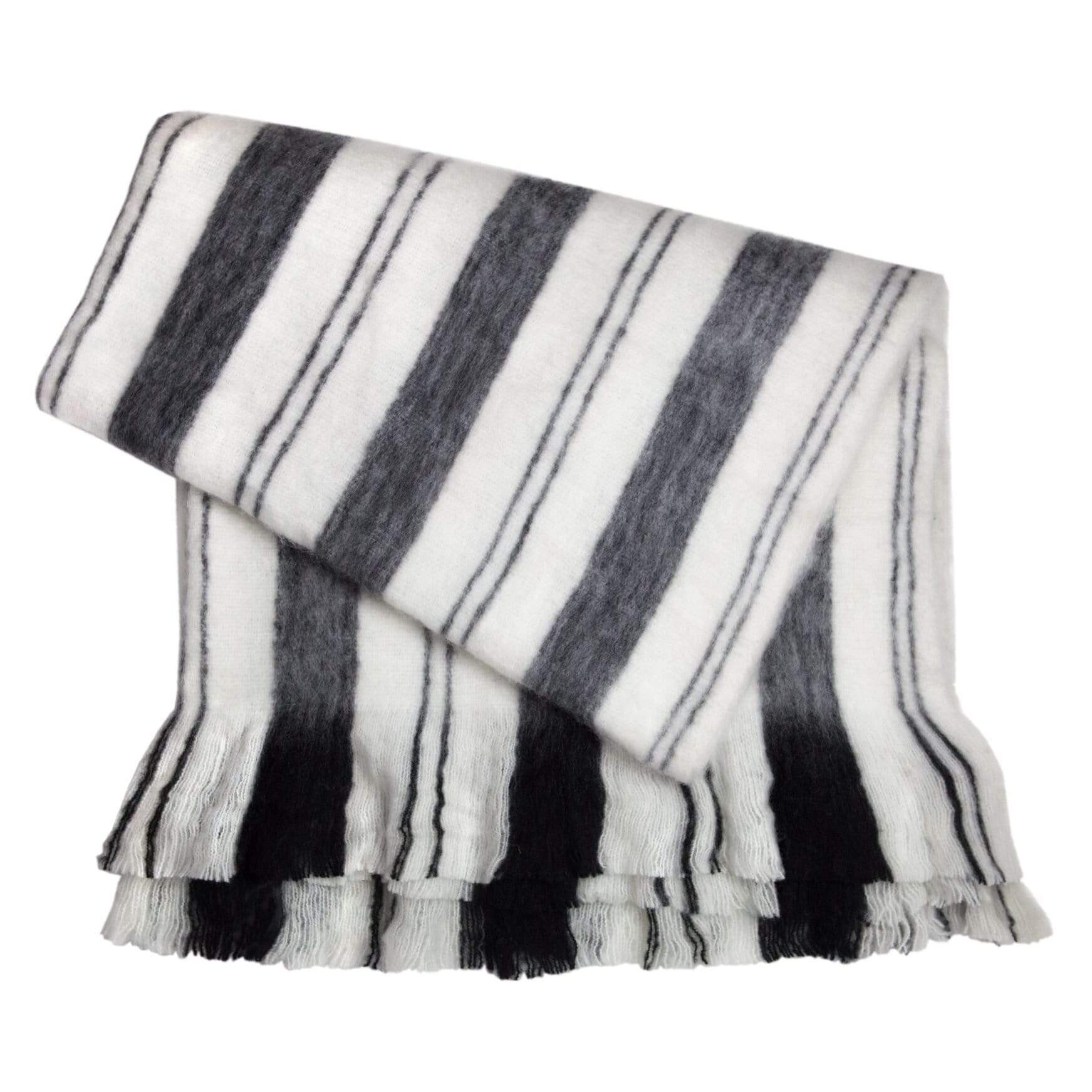Archive New York Throw Blanket - Black/White/Grey Stripe