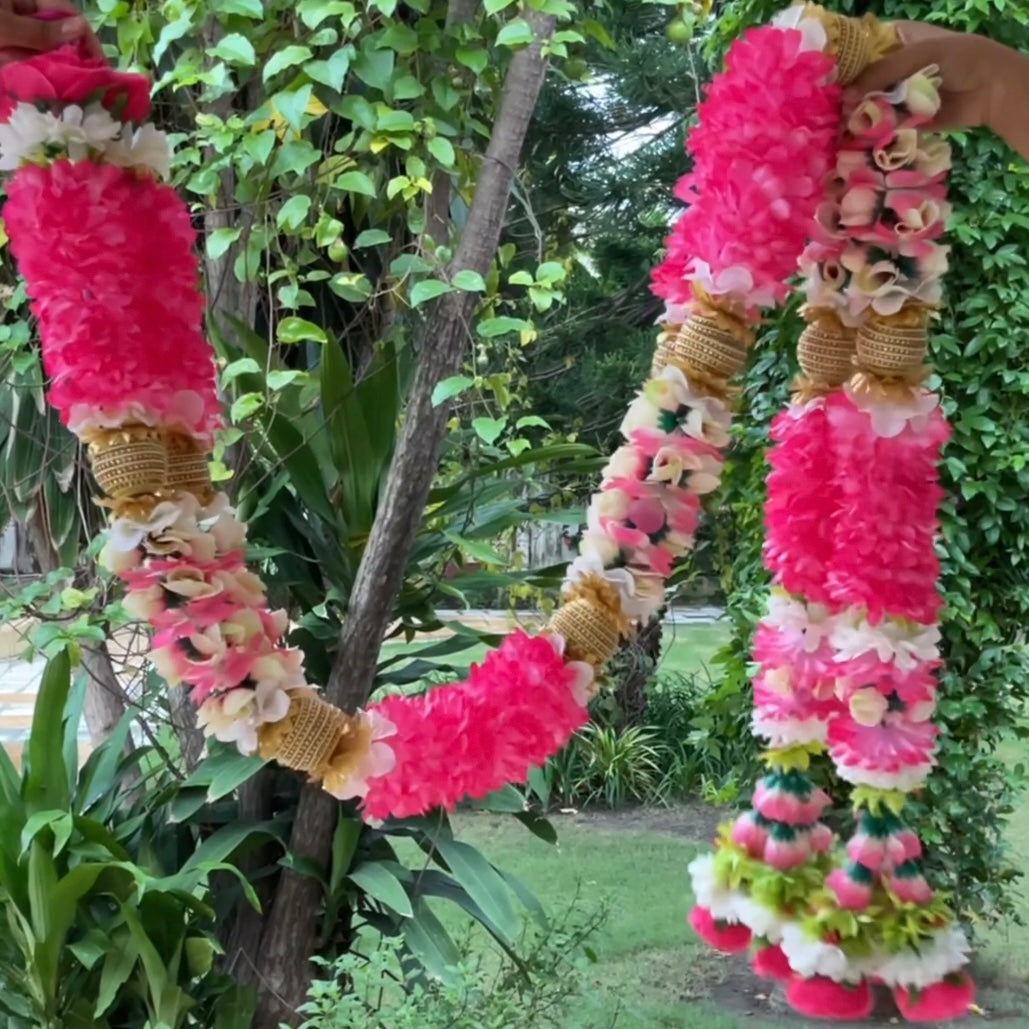 Artificial Flower Garlands (Set of 2) - Festive Decoration Wall Hanging